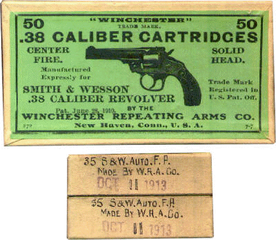 .35 S&W Auto cartridges in a .38 S&W box.